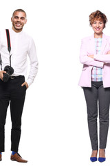 Fototapeta premium Beautiful people half in front of a background