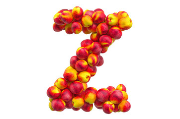 Letter Z from nectarines or peaches, 3D rendering