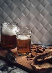 Beer and snacks retro style