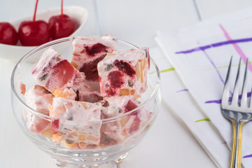 Homemade frozen fruit salad.