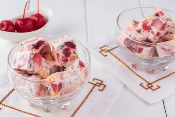 Homemade frozen fruit salad.