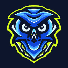 Blue owl e sport art vector illustration