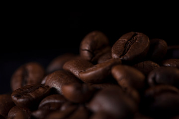 aromatic grains of black coffee
