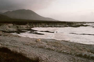 moody winter  ocean coastline