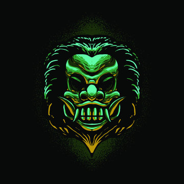Java mask buto art vector illustration