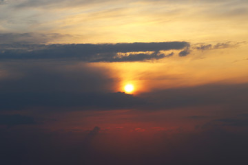 Fototapeta na wymiar Defocus. Dramatic spring sky sunset. Sunset in the sky as a background.