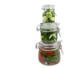 Homegrown vegetables. Fresh organic vegetables. Vegetables from the garden. Colorful vegetable. Healthy vegetable. Vegetables in the jar. isolate.