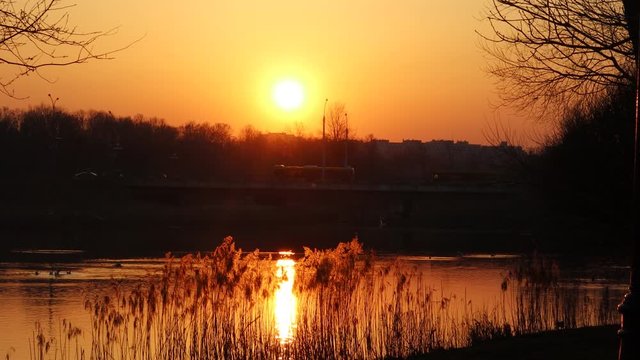 sunset time in belarusian aprk