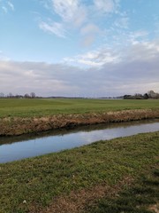 Fototapeta premium landscape with river and blue sky