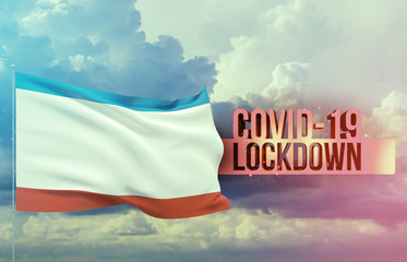 Coronavirus outbreak and coronaviruses influenza lockdown concept with flag of Crimea. Pandemic 3D...