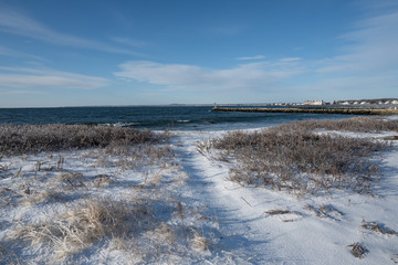 winter landscape with ocean