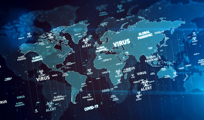 Covid-19 virus global pandemic alert vortex background