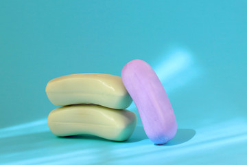 Toilet soap isolated on blue background