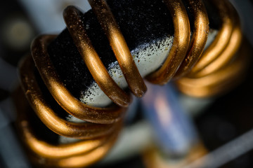 Small coil in macro view.
