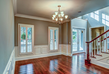 Unfurnished dining room interior in expensive house. - obrazy, fototapety, plakaty