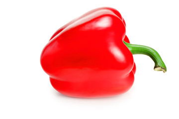 one red sweet bell pepper isolated on white background