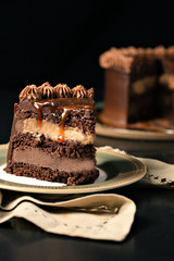 chocolate peanut butter cake with salted caramel