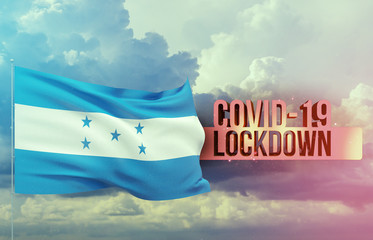 Coronavirus outbreak and coronaviruses influenza lockdown concept with flag of Honduras. Pandemic...
