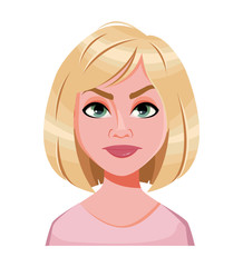 Face expression of beautiful blonde woman