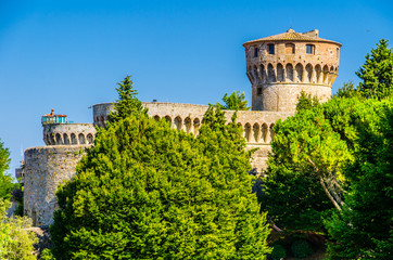 Fototapeta na wymiar Medici Fortress of Volterra in a sunny day, Tuscany, Italy