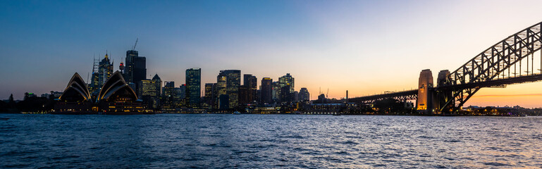 Plakat Sydney, NSW - Oct 2018: Panoramic view of the bay at sunset