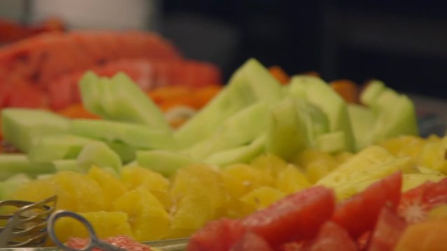 super closeup a fruta picada