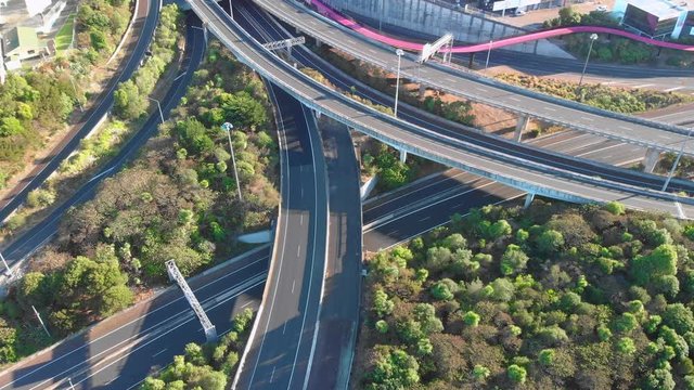 Auckland's spaghetti junction devoid of traffic during the Covid-19 outbreak in New Zealand