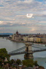 Fototapeta na wymiar Budapest Parliament and Danube evening view.