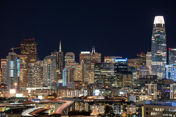 Fototapeta na wymiar Night image overlooking San Francisco city.