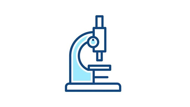 Microscope animated icon. Medical laboratory research pictogram.