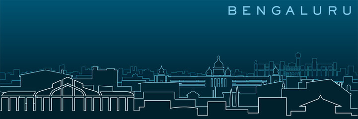 Bengaluru Multiple Lines Skyline and Landmarks