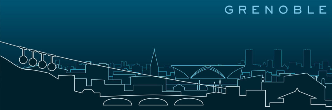 Grenoble Multiple Lines Skyline and Landmarks