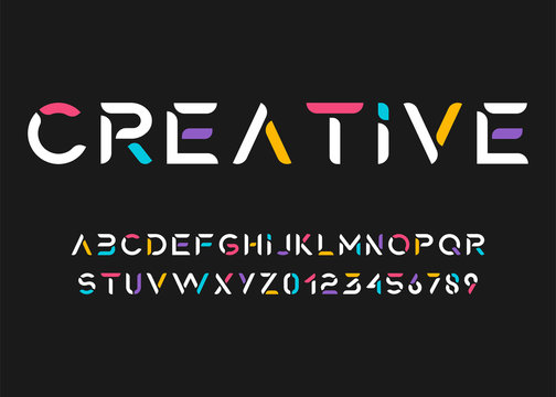 Colorful Modern Alphabet Font. Typography flat fonts for technology, digital, UX UI design. Vector illustration