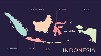 Indonesia map colorful vector for infographics