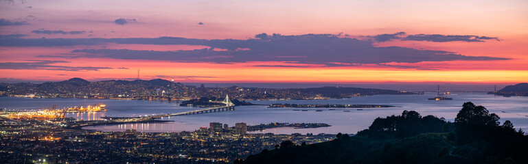 Sunset over the entire San Francisco Bay