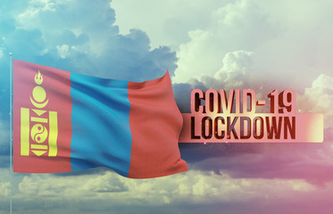 Coronavirus outbreak and coronaviruses influenza lockdown concept with flag of Mongolia. Pandemic 3D illustration.