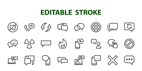 Simple set of message line vector line icons. contains icons such as conversation, SMS, notifications, group chat, and more. Editable stroke. 48x48 pixels perfect, white background