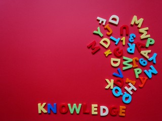 layout of colored letters on the topic of knowledge and education