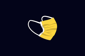 Illustration vector graphic of face medical mask isolated on dark blue background. yellow mask. Good for template background, banner, poster, etc. Vector illustration EPS10.