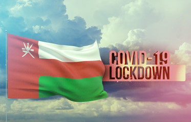 Coronavirus outbreak and coronaviruses influenza lockdown concept with flag of Oman. Pandemic 3D...