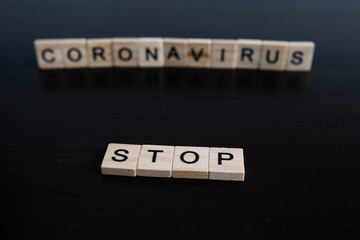 Stop coronavirus pandemic lettering concept