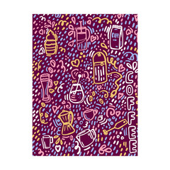 Multicolor vector illustration, symbols of coffee and various desserts, with hand-drawn letters. Perfect for menus, wrapping paper.