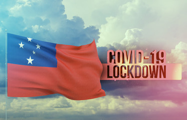 Coronavirus outbreak and coronaviruses influenza lockdown concept with flag of Samoa. Pandemic 3D illustration.