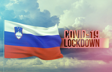 Coronavirus outbreak and coronaviruses influenza lockdown concept with flag of Slovenia. Pandemic...
