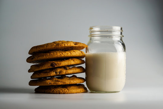 Chocolate chip cookies and milk