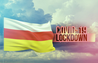 Coronavirus outbreak and coronaviruses influenza lockdown concept with flag of South Ossetia....