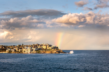 Naklejka premium Rainbow over Bondi Beach, Sydney Australia