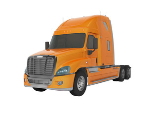 Fototapeta premium 3d rendering orange truck for cargo transportation on white background no shadow