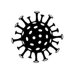 Vector Coronavirus Covid-19 black Icon Sign isolated on white background. Abstract 2019-nCoV Novel Coronavirus