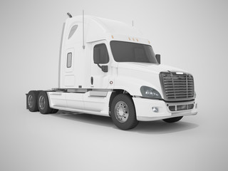 3d rendering white truck for cargo transportation isolated on gray background with shadow
